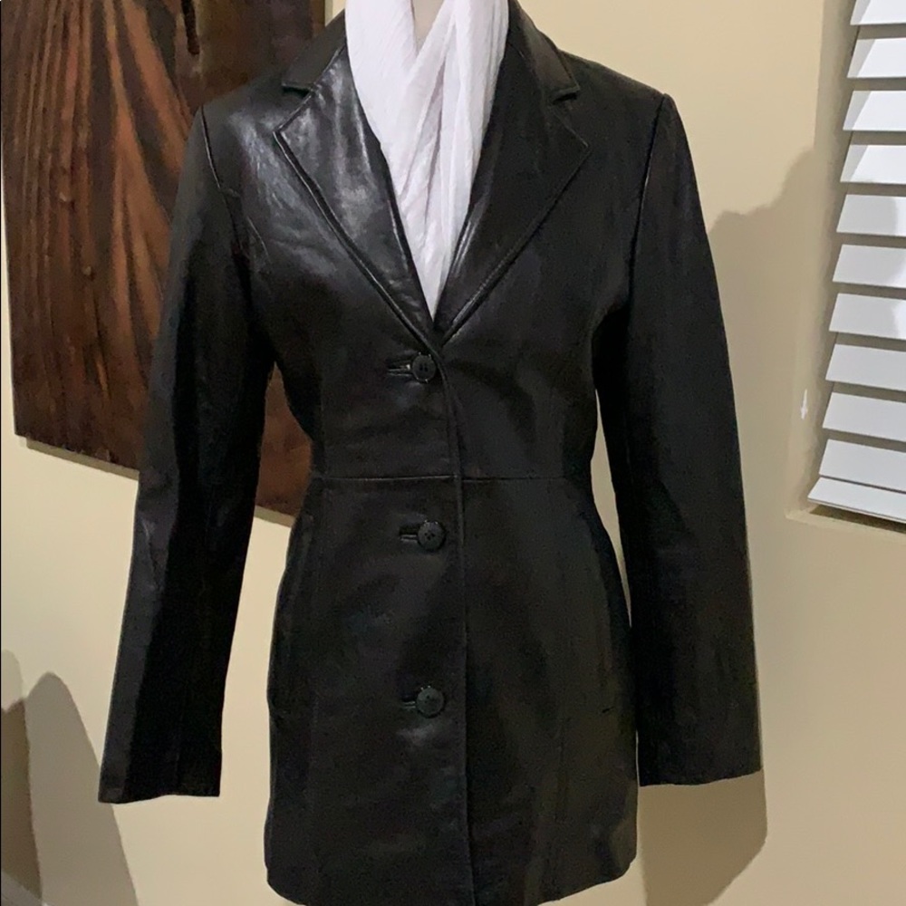 Black leather coat